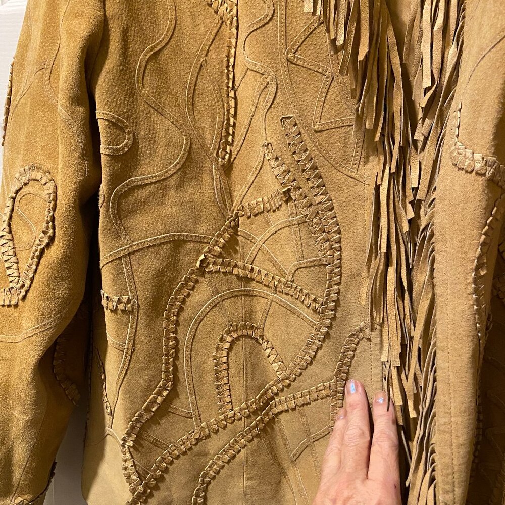 EUC Chico's suede jacket with fringe Chico's size 3 / XL / 16 - Picture 3 of 9